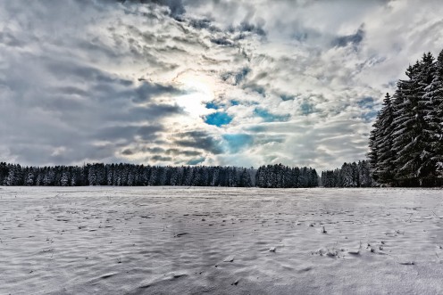 Monts de Riaz enneigés sur les pentes du Gibloux